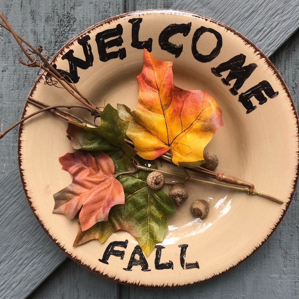 Handcrafted Rustic Fall Decorative Glass Plate
